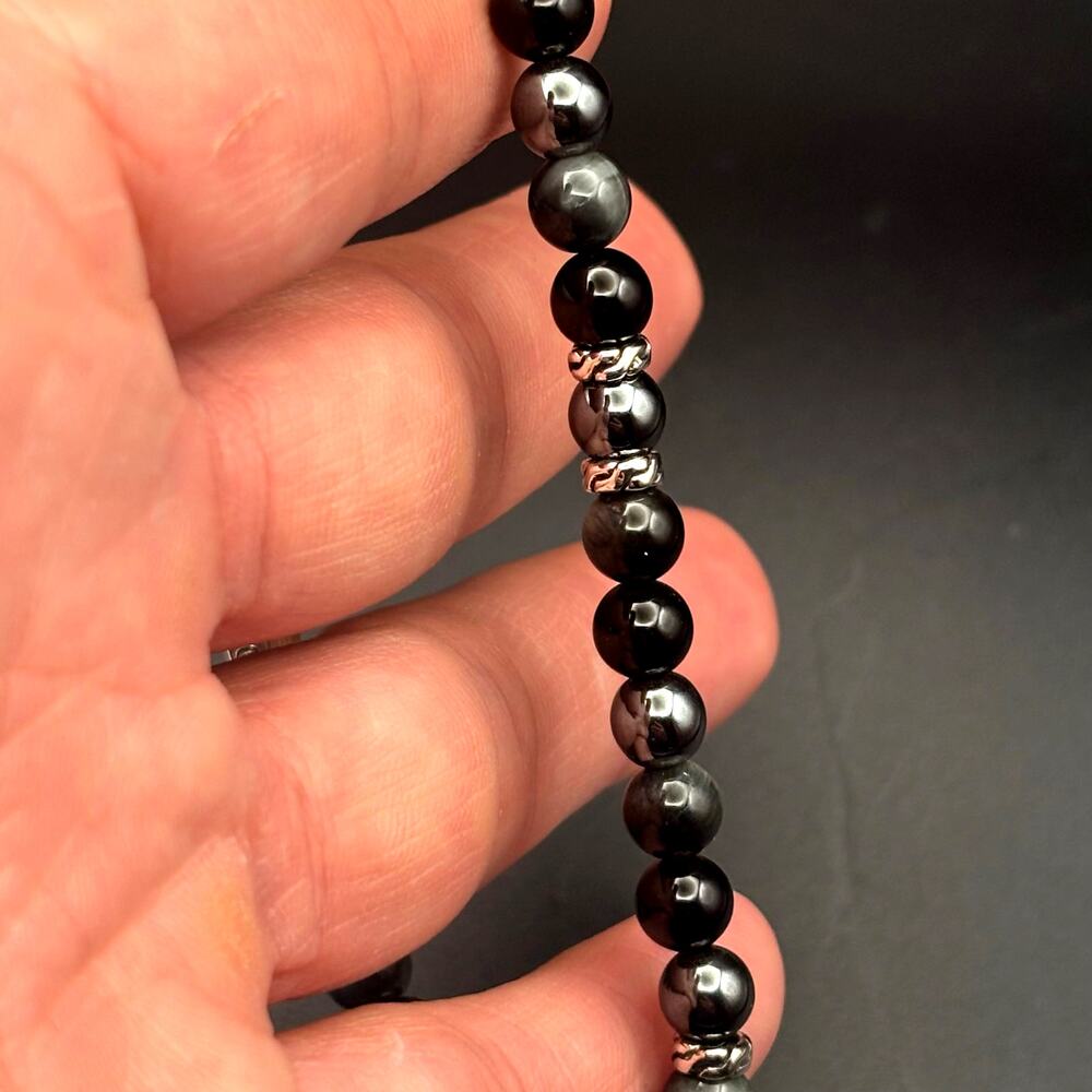 John Hardy Men’s Sterling Silver Beaded Bracelet Onyx Eagle Eye Hematite NIBWT - Picture 16 of 16